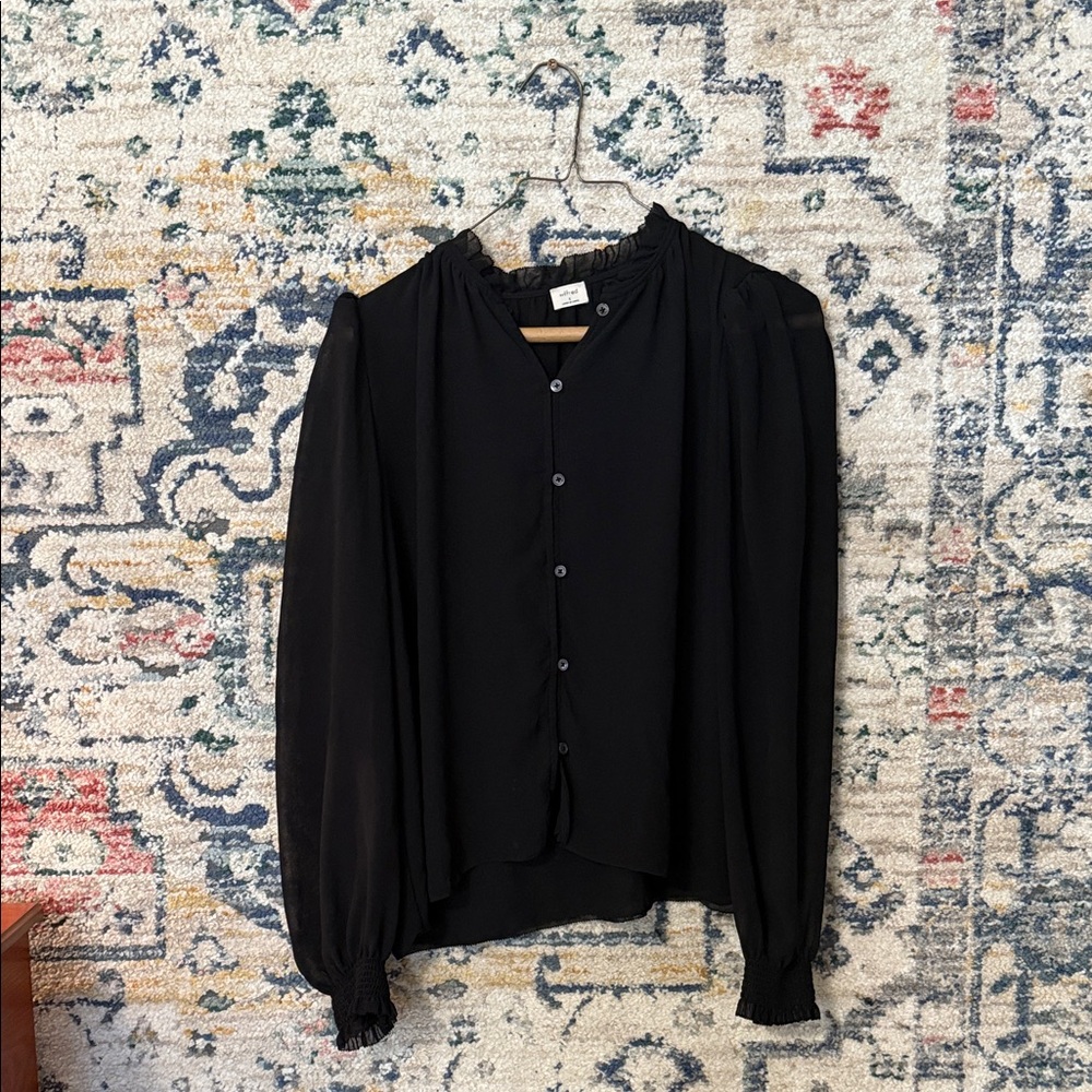 Aritzia Black Button-Up Blouse